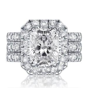 3pc wedding sets rings - Italo Classic Halo Created White Sapphire 3PC Wedding Set, Italo jewelry - Online Catalog