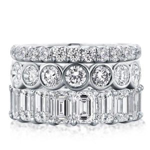 3pc wedding sets rings - Italo Eternity Wedding Band For Women Silver Stackable Ring Set, Italo jewelry - Online Catalog