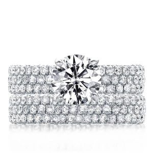 Bridal sets rings - Italo Pave Setting Created White Sapphire Bridal Set, Italo jewelry - Online Catalog