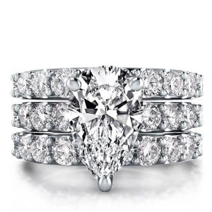 3pc wedding sets rings - Italo Pear Created White Sapphire 3PC Wedding Set, Italo jewelry - Online Catalog