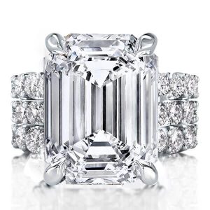 3pc wedding sets - Italo Created White Sapphire Engagement Ring Set Emerald Cut Cocktail Ring Set 3pc Wedding Set, Italo jewelry - Online Catalog
