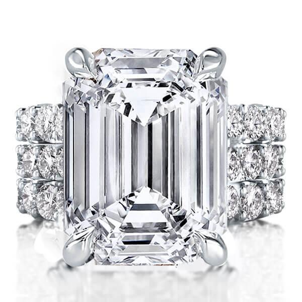 3pc wedding sets - Italo Created White Sapphire Engagement Ring Set Emerald Cut Cocktail Ring Set 3pc Wedding Set, Italo jewelry - Online Catalog