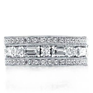 3pc wedding sets rings - Classic Triple Row Eternity Stackable Band Set, Italo jewelry - Online Catalog