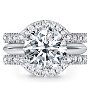 3pc wedding sets rings - Classic Solitaire Created White Sapphire 3PC Wedding Set, Italo jewelry - Online Catalog