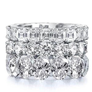 3pc wedding sets rings - Triple Row Eternity Stackable Band Set, Italo jewelry - Online Catalog
