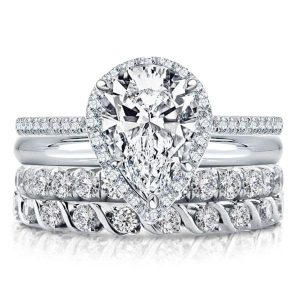 Bridal sets rings - Halo Pear Created White Sapphire Bridal Set, Italo jewelry - Online Catalog