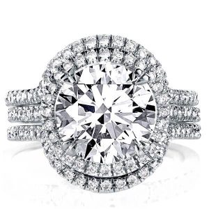 3pc wedding sets rings - Halo Vase Set 3PC Wedding Set (8.14 CT. TW.), Italo jewelry - Online Catalog