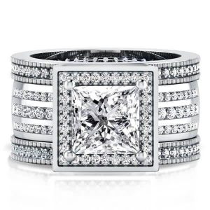 3pc wedding sets - Italo Princess Cut Vintage Art Deco Halo 3PC Wedding Set, Italo jewelry - Online Catalog