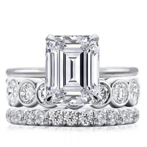 3pc wedding sets rings - Solitaire Bezel Stackable Band Set (9.05 CT. TW.), Italo jewelry - Online Catalog