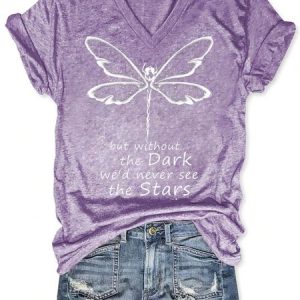Women Dragonfly Printing Casual Text Letters T-Shirt, T-shirts, Lilicloth.com
