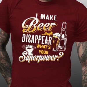 Vacation I Make Beer Disappear Short Sleeve Cotton Vintage Short Sleeve T-Shirt, T-shirts, Lilicloth.com