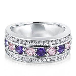 anniversary band - Italo Created Pink Sapphire & Amethyst Wedding Band, Italo jewelry - Online Catalog