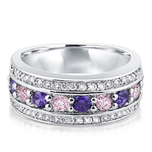 anniversary band - Italo Created Pink Sapphire & Amethyst Wedding Band, Italo jewelry - Online Catalog