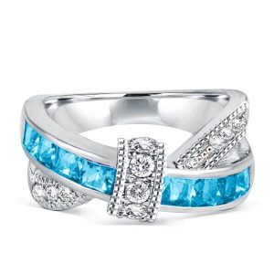 Anniversary band - Italo Knot Created Aquamarine Wedding Band, Wedding Bands - Apparel & Accessories, Italo jewelry - Online Catalog