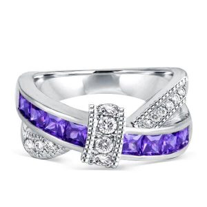 anniversary band - Italo Knot Created Amethyst Wedding Band (1.04 CT. TW.), Italo jewelry - Online Catalog