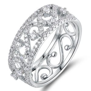 eternity band - Italo Vintage Lace Filigree Created White Sapphire Wedding Band, Italo jewelry - Online Catalog