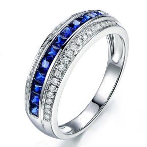 anniversary band - Italo Triple Row Created Sapphire Wedding Band, Italo jewelry - Online Catalog