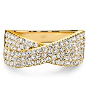 anniversary band - Italo Micro Pave Setting Crossover Ring Criss-Cross Wedding Band, Italo jewelry - Online Catalog