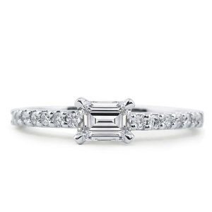 anniversary band - Italo East West Emerald Created White Sapphire Wedding Band, Italo jewelry - Online Catalog