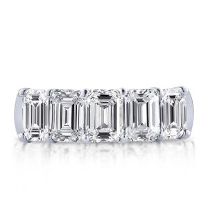anniversary band - Italo Half Eternity Emerald Created White Sapphire Wedding Band, Italo jewelry - Online Catalog