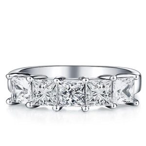 anniversary band - Italo Five Stone Half Eternity Created White Sapphire Wedding Band, Italo jewelry - Online Catalog
