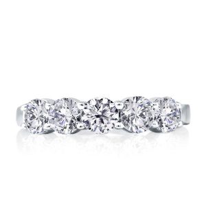 classic band - Italo Five Stone Created White Sapphire Wedding Band, Italo jewelry - Online Catalog