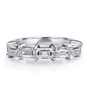 anniversary band - Italo Five Stone Emerald Half Eternity Created White Sapphire Wedding Band, Italo jewelry - Online Catalog