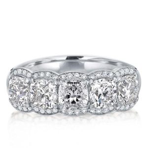 Anniversary band - Halo Cushion Created White Sapphire Wedding Band, Wedding Bands - Apparel & Accessories, Italo jewelry - Online Catalog