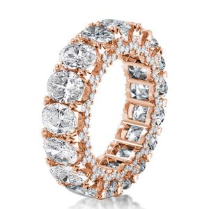 Eternity band - Rose Gold Eternity Double Prong Oval Wedding Band, Apparel & Accessories, Italo jewelry - Online Catalog
