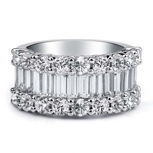 anniversary band - Three Row Half Eternity Wedding Band, Italo jewelry - Online Catalog