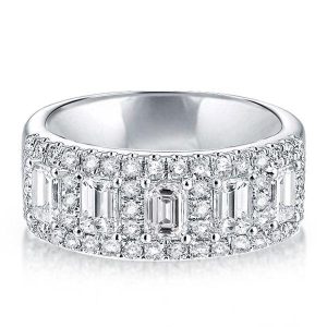 Anniversary band - Italo Emerald Created White Sapphire Wedding Band, Italo jewelry - Online Catalog
