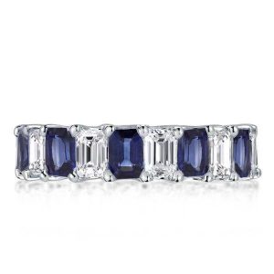 Eternity band - Emerald Cut Blue & White Sapphire Eternity Wedding Band, Apparel & Accessories, Italo jewelry - Online Catalog