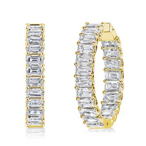 Earrings - Emerald Cut Inside-Out Hoop Earrings For Women, Apparel & Accessories, Italo jewelry - Online Catalog