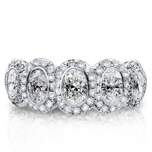 anniversary band - Italo Halo Oval Created White Sapphire Wedding Band, Italo jewelry - Online Catalog