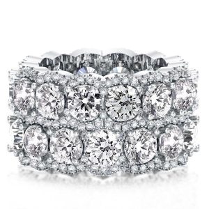 anniversary band - Italo Double Row Halo Created White Sapphire Wedding Band, Italo jewelry - Online Catalog