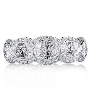 Anniversary band - Italo Halo Oval Created White Sapphire Wedding Band, Wedding Bands - Apparel & Accessories, Italo jewelry - Online Catalog