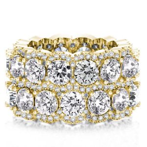 anniversary band - Italo Golden Double Row Halo Created White Sapphire Wedding Band, Italo jewelry - Online Catalog