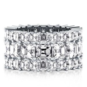Eternity band - Italo Triple Row Asscher Created White Sapphire Wedding Band, Apparel & Accessories, Italo jewelry - Online Catalog