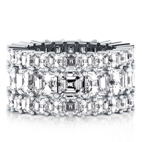 Eternity band - Italo Triple Row Asscher Created White Sapphire Wedding Band, Apparel & Accessories, Italo jewelry - Online Catalog