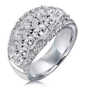Anniversary band - Halo Cushion Created White Sapphire Wedding Band, Wedding Bands - Apparel & Accessories, Italo jewelry - Online Catalog