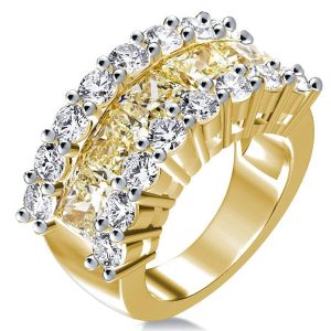 anniversary band - Triple Row Two Tone Five Stone Created Topaz Wedding Band, Italo jewelry - Online Catalog