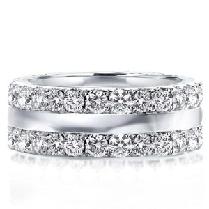 Anniversary band - Italo Triple Row Created White Sapphire Wedding Band, Wedding Bands - Apparel & Accessories, Italo jewelry - Online Catalog