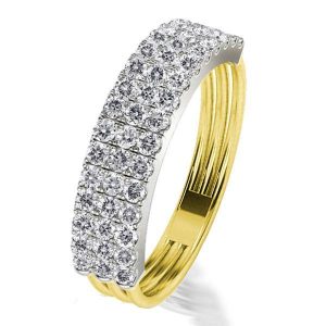 Anniversary band - Two Tone Micro Pave Triple Row Created White Sapphire Wedding Band, Italo jewelry - Online Catalog