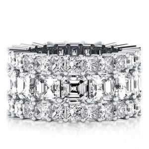 Eternity band - Triple Row Eternity Asscher Wedding Band (7.55 CT. TW.), Apparel & Accessories, Italo jewelry - Online Catalog