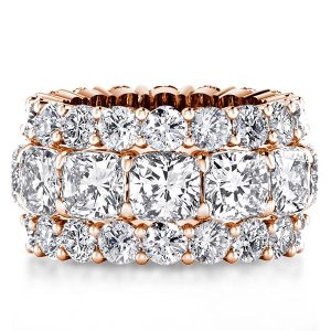 Eternity band - Rose Gold Triple Row Eternity Cushion Wedding Band, Apparel & Accessories, Italo jewelry - Online Catalog