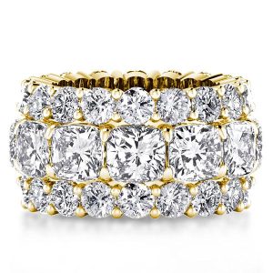 Eternity band - Yellow Gold Multi-Row Cushion Cut Eternity Wedding Band, Apparel & Accessories, Italo jewelry - Online Catalog