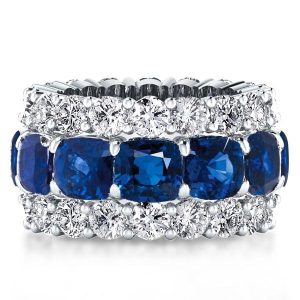 Eternity band - Italo Triple Row Eternity Cushion Created Sapphire Wedding Band, Apparel & Accessories, Italo jewelry - Online Catalog