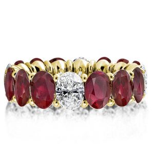 Eternity band - Golden Oval Eternity Created Garnet Wedding Band(5.65 CT. TW.), Apparel & Accessories, Italo jewelry - Online Catalog