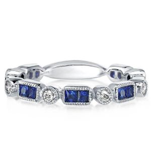 anniversary band - Vintage Milgrain Created Sapphire Wedding Band (2.28 CT. TW.), Italo jewelry - Online Catalog