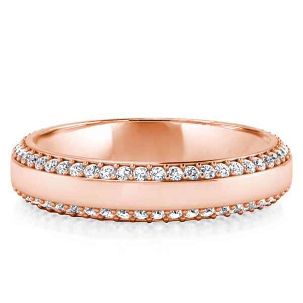 Anniversary band - Triple Row Rose Gold Wedding Band(0.48 CT. TW.), Italo jewelry - Online Catalog